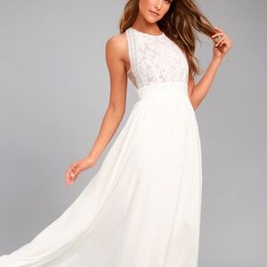 Forever and Always White Lace Maxi Dress